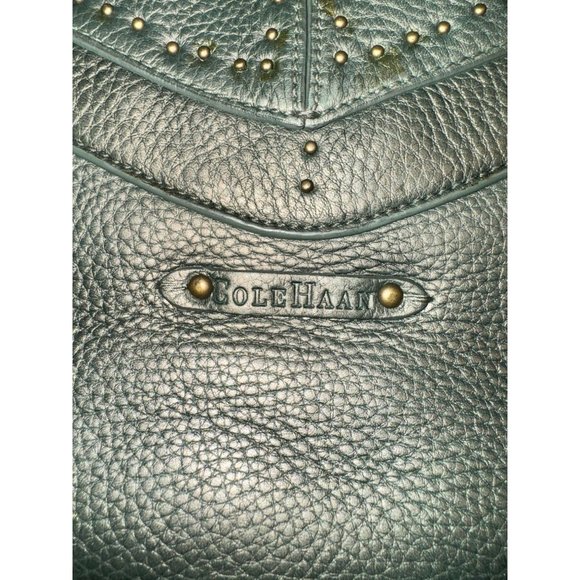 Cole Hann Pebbled Leather Olive Green Shoulder Bag Vintage - Picture 8 of 8